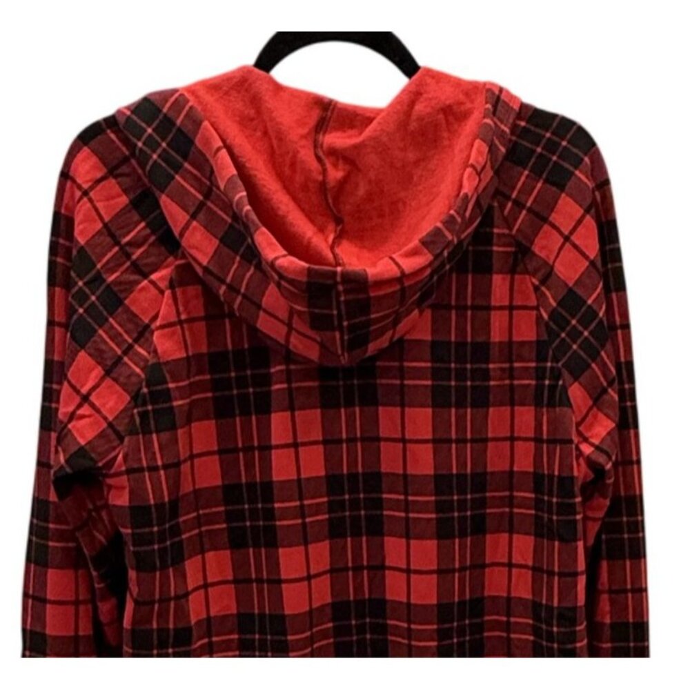 Victoria Sport Red Black Plaid Zip Hoodie Jacket XS  Womens Lightweight Layering - Picture 6 of 6